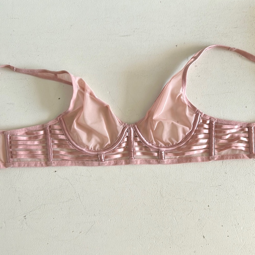 Pink sheer Victoria’s Secret bra